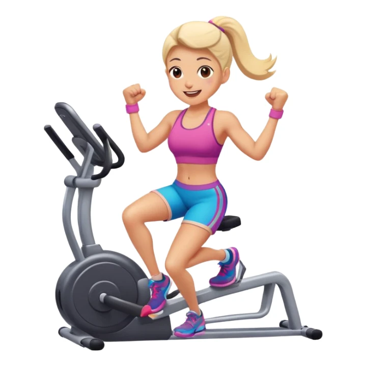 Enthusiastic character exercising with vibrant gym equipment sticker