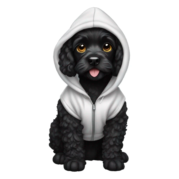 Black cockerpoo wearing hoodie sticker