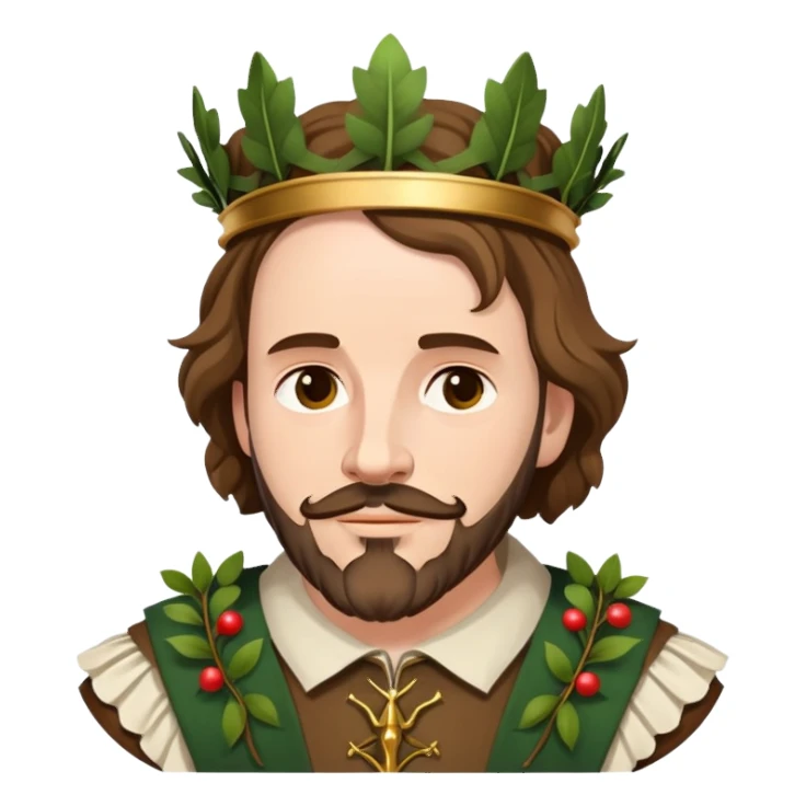 Shakespeare wearing a laurel wreath crown as the Bard sticker