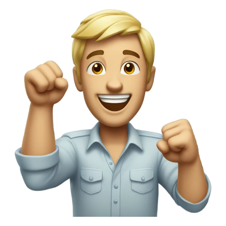 Guy celebrating with fist in the air sticker