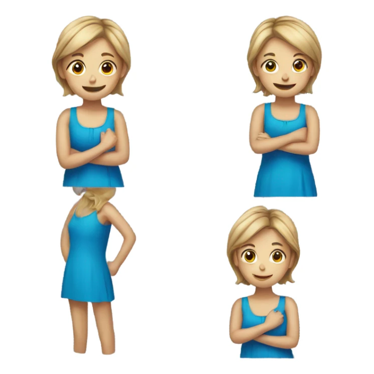 smiling girl in blue dress but make her sick sticker