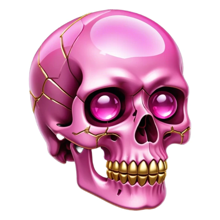 gemstone skull crystal gold pink sticker