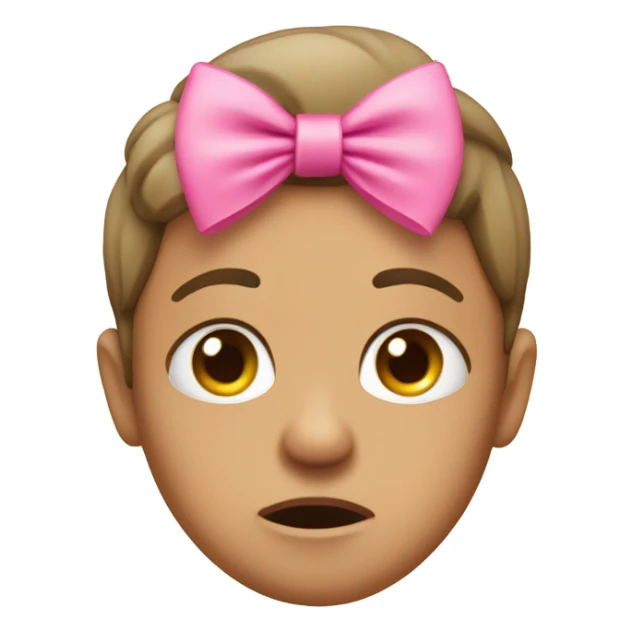 stressed out emoji with a pink bow sticker