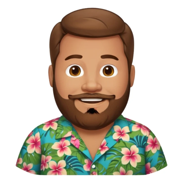 Fat man brown hair with beard Hawaiian shirt  sticker