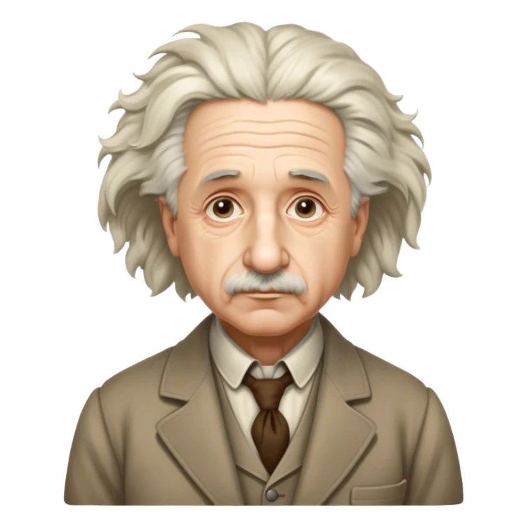 Cinematic Realistic portrait of Albert Einstein, shown as an iconic genius with wild, expressive hair and a gentle, contemplative expression, rendered in detailed period clothing with warm, intellectual lighting sticker