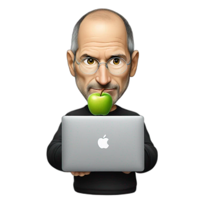 steve jobs eating an apple logo from a macbook sticker