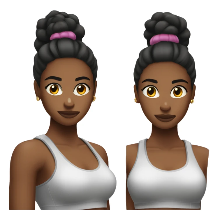 Black gym girl sleek half up half down hair flexing  sticker