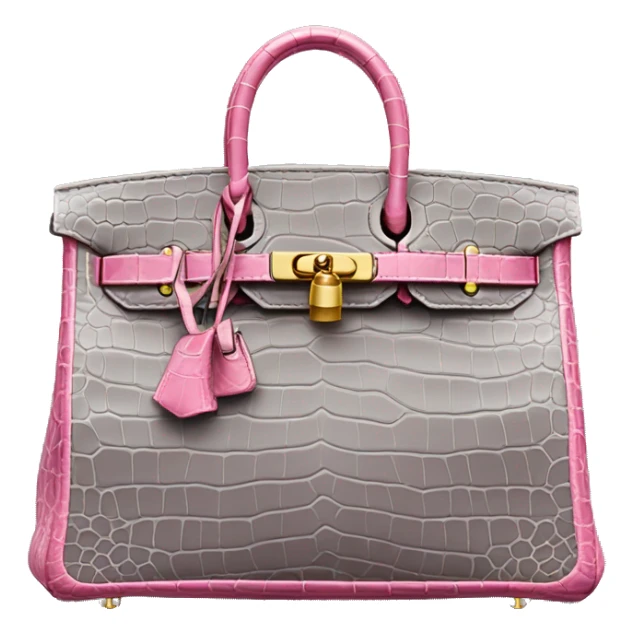 Pink and grey Crocodile leather bag birkin  sticker