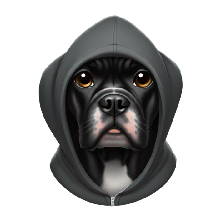 Black boxer dog in hoodie sticker
