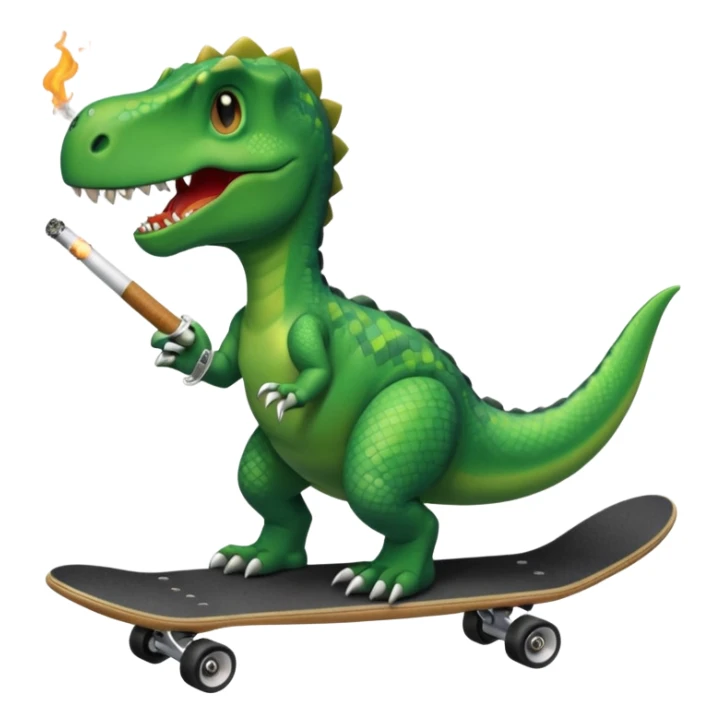 dinosaur on a skateboard smoking cigarettes sticker