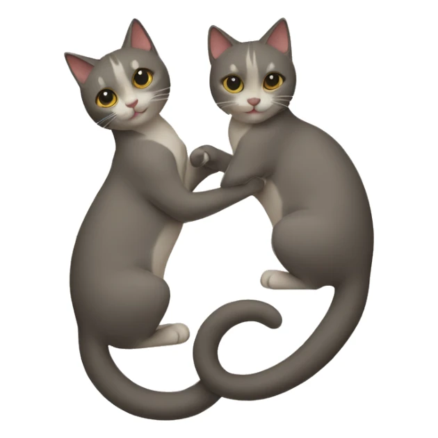Two cats and their tails making a heart sticker