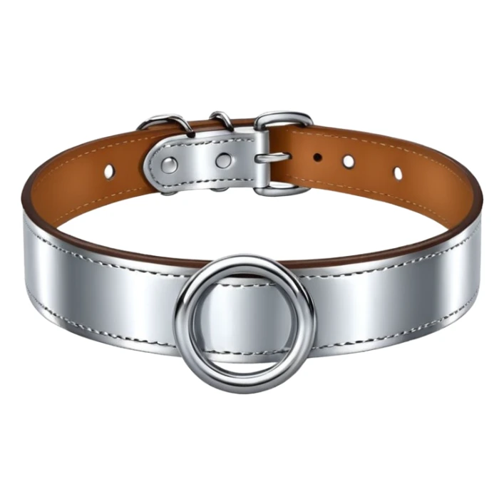 luxury fetish collar, silver chrome, smooth rounded metal, dominant erotic mood sticker