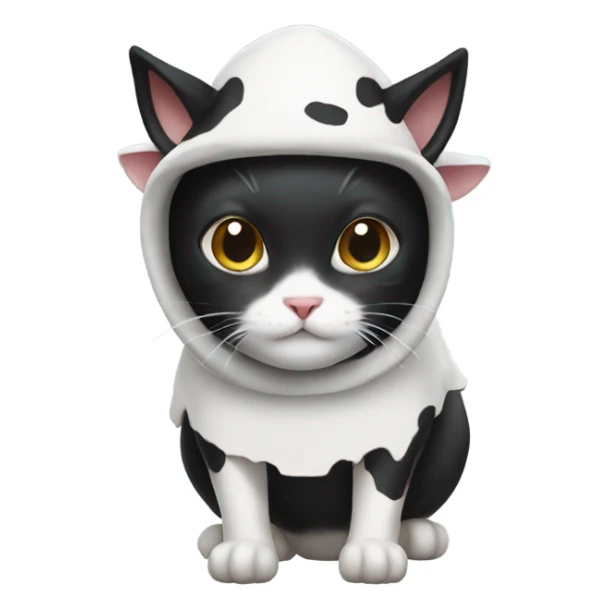 black and white cat wearing cow costume sticker