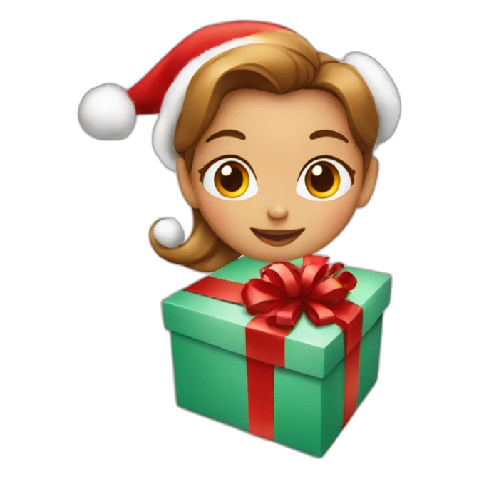 christmas girl in the present box sticker
