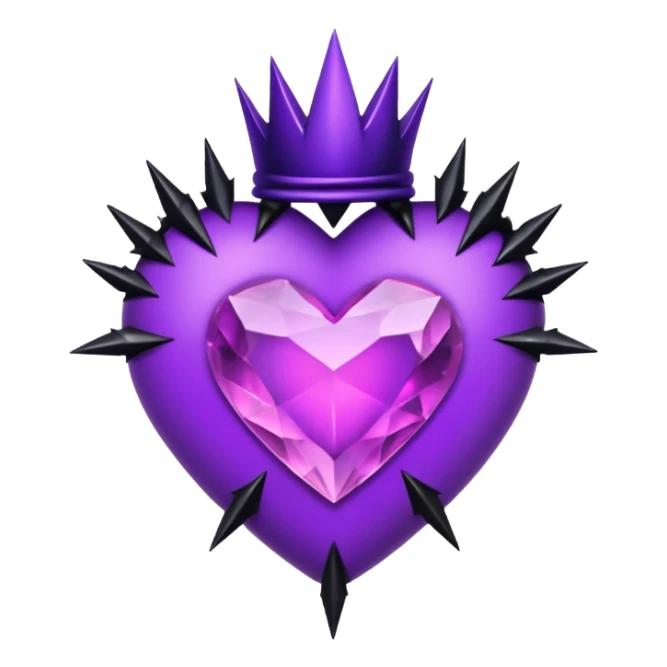 purple heart with black thorns and a crystal, dark romance sticker