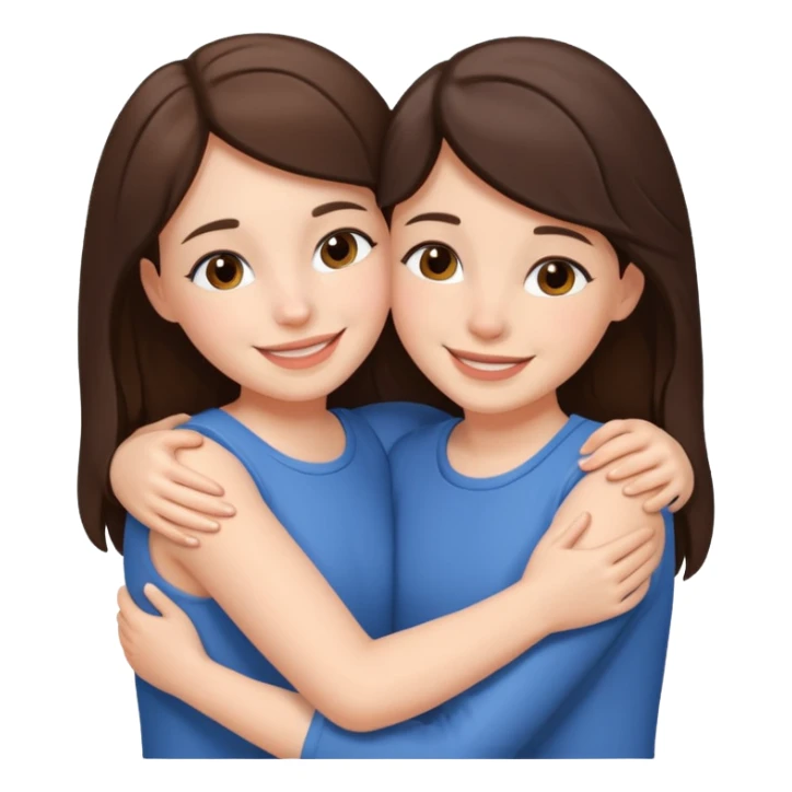 A brunette sister and a brunette sister together hugging sticker