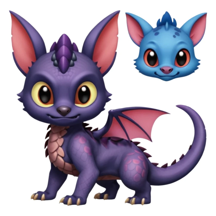 Spyro-Toothless-Stitch-Lykoi-Pokémon-Fakémon-creature-hybrid sticker