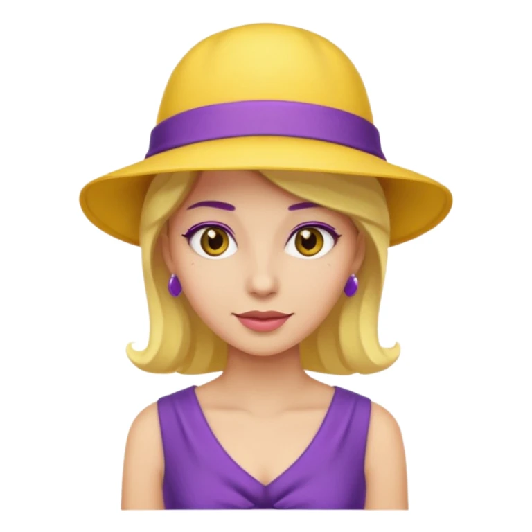 purple dress woman with yellow hat sticker