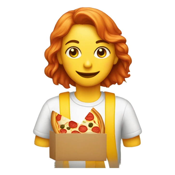 delivery de pizza, de piel clara y ropa amarilla sticker