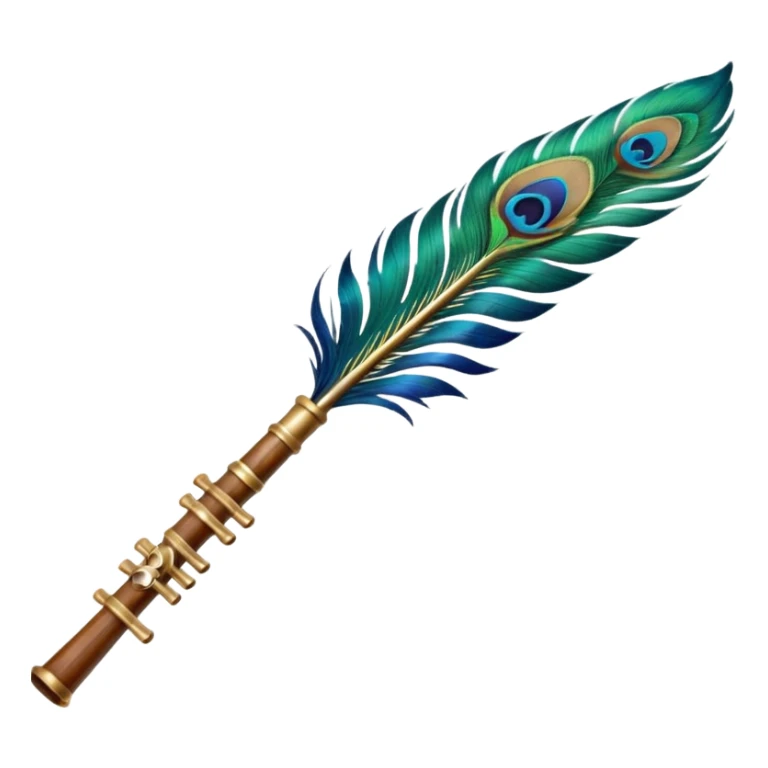Create a emoji of krishnas peacock feather and flute sticker