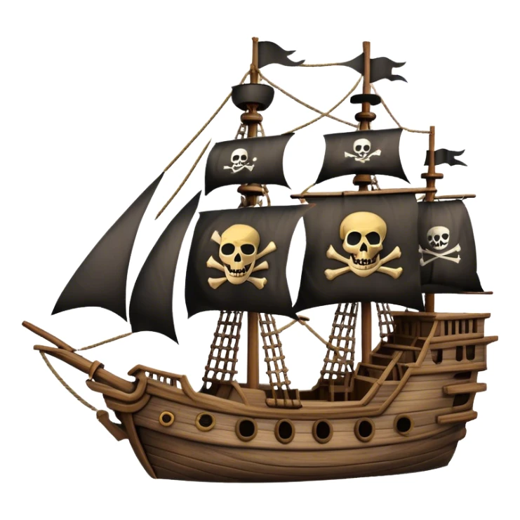 pirate ship With the Jolly Roger flag somewhere sticker