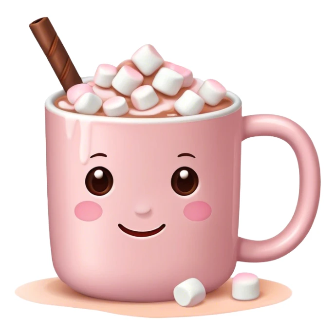 Light Pink mug of hot chocolate with marshmallows  sticker