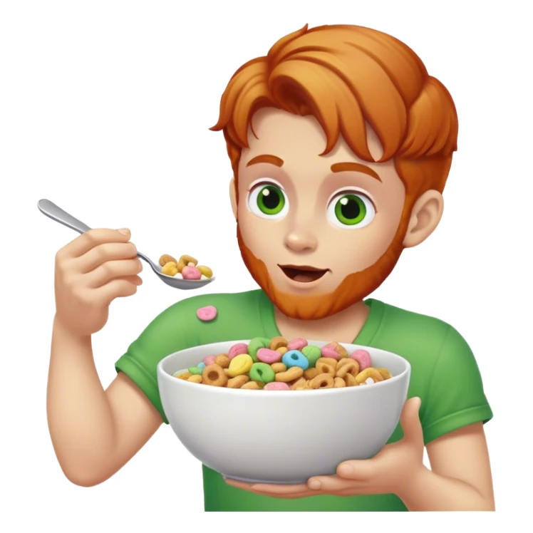 Ginger hair person eating lucky charms cereal sticker