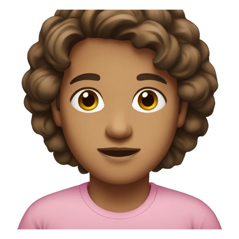Brown eyes, brown normal size hair, pink shirt sticker