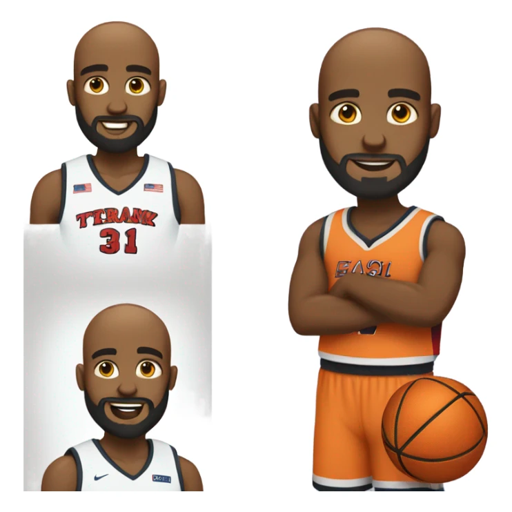 A bald Black basketball player with a beard and goatee in LOVE! sticker