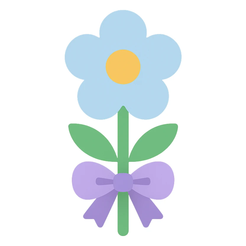 flower with a little bow icon in color sticker