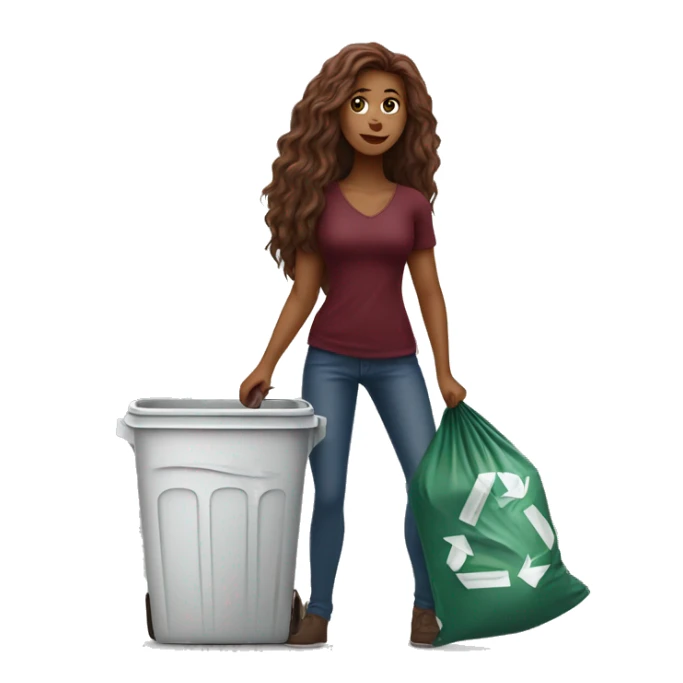 Beautiful burgundy long haired woman taking out the trash sticker