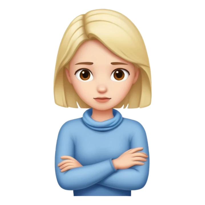 Girl with crossed arms holding her neck  sticker