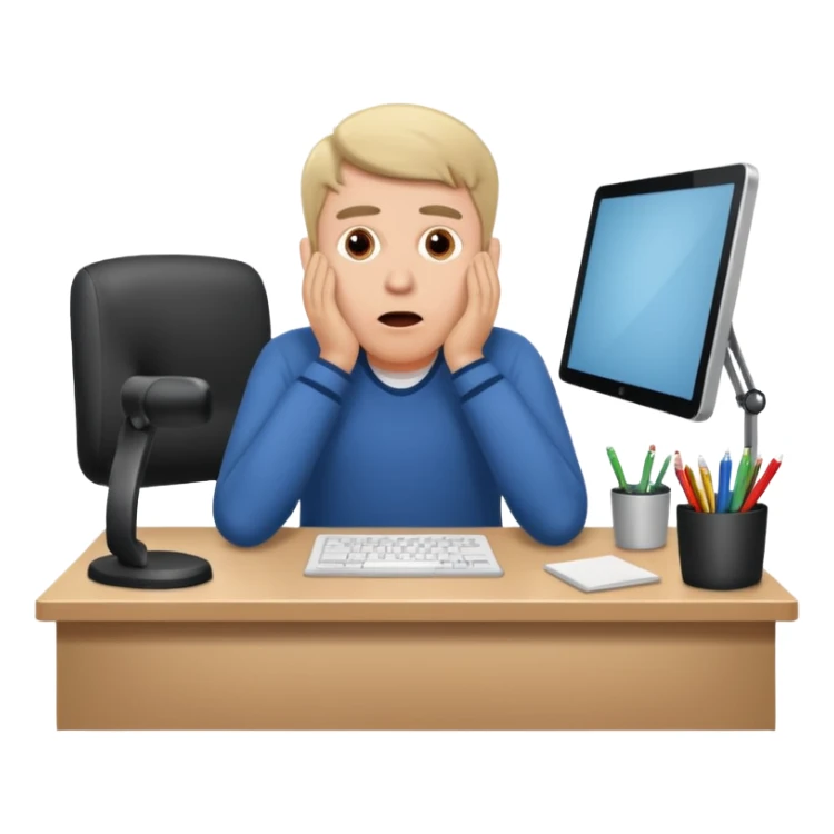 A white man sits at his desk in shock. sticker