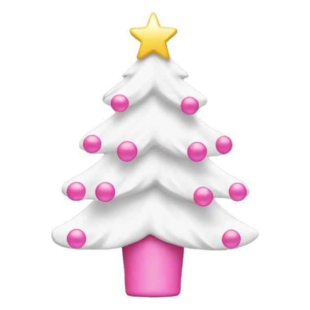 white christmas tree with pink ornaments and a pink star sticker