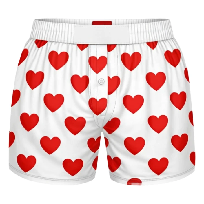 Red heart patterned white pair of boxers sticker
