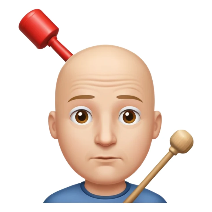 bald person with plunger on their head sticker