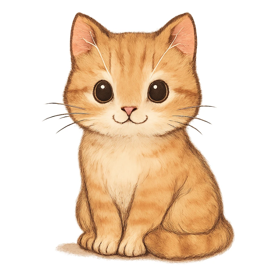 cute cat sitting, charming and detailed general style illustration sticker
