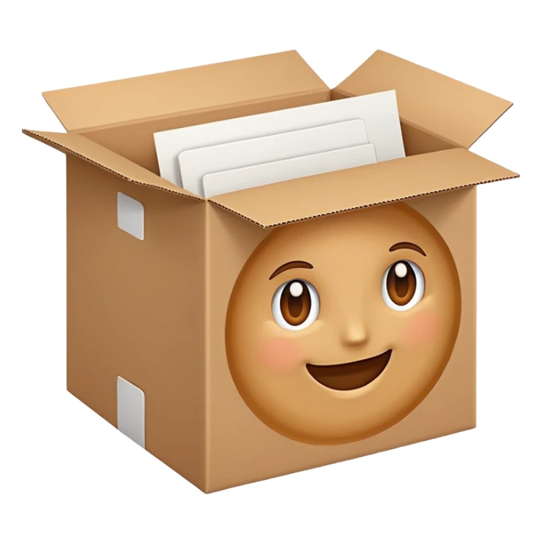 carton box with visible sheets of paper sticker