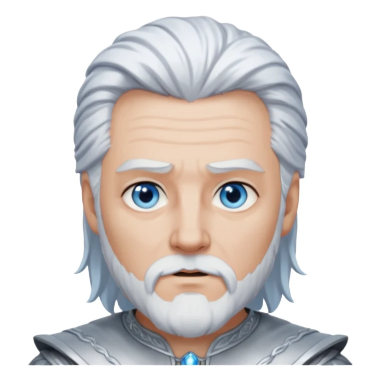 Odin with blue eyes, white hair, silver outfit sticker