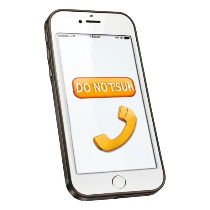 a mobile phone holding up a ‘do not disturb’ sign sticker