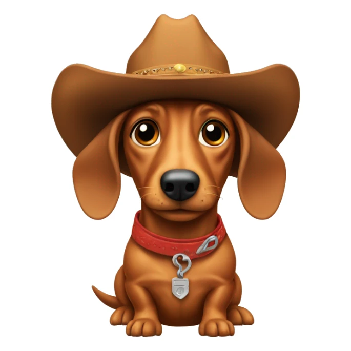 Wiener dog wearing a cowboy hat sticker