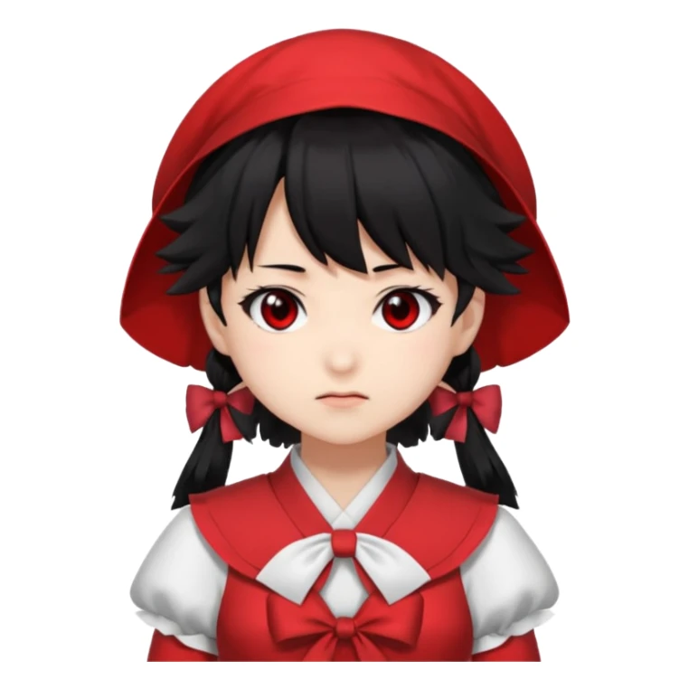 an emoji of reimu hakurei from touhou project looking at the front sticker
