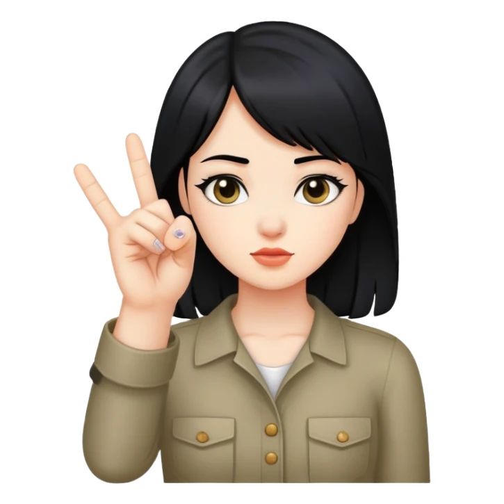 girl with black hair sticking up middle finger sticker
