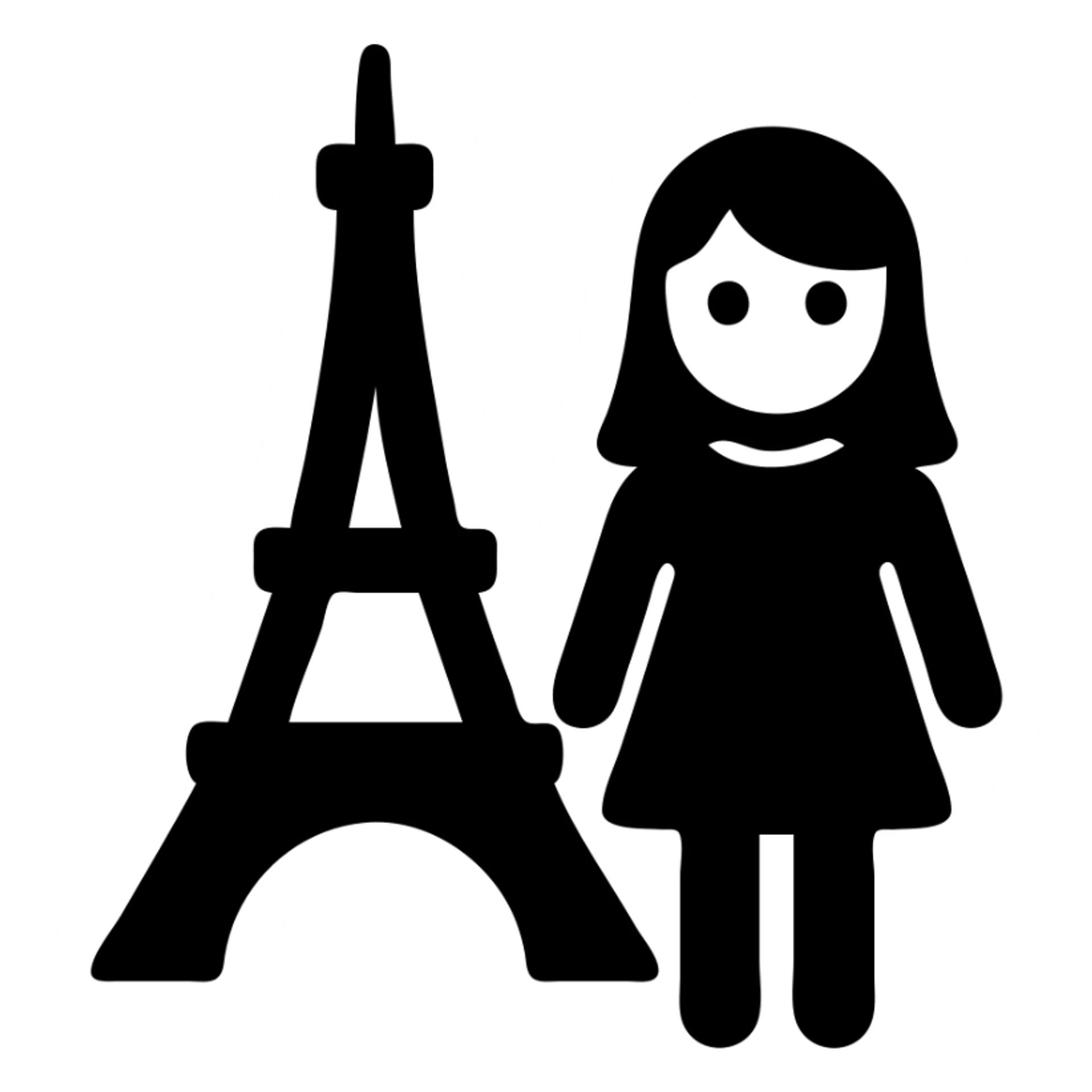 A girl standing near the Eiffel Tower sticker