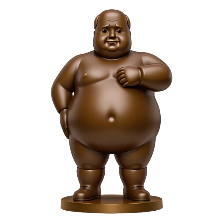 Cinematic Realistic Botero Sculpture Emoji, depicted as an exaggerated voluminous sculpture in the signature style of Fernando Botero, rendered with rich textures and vibrant artistic lighting that captures its playful grandeur. sticker