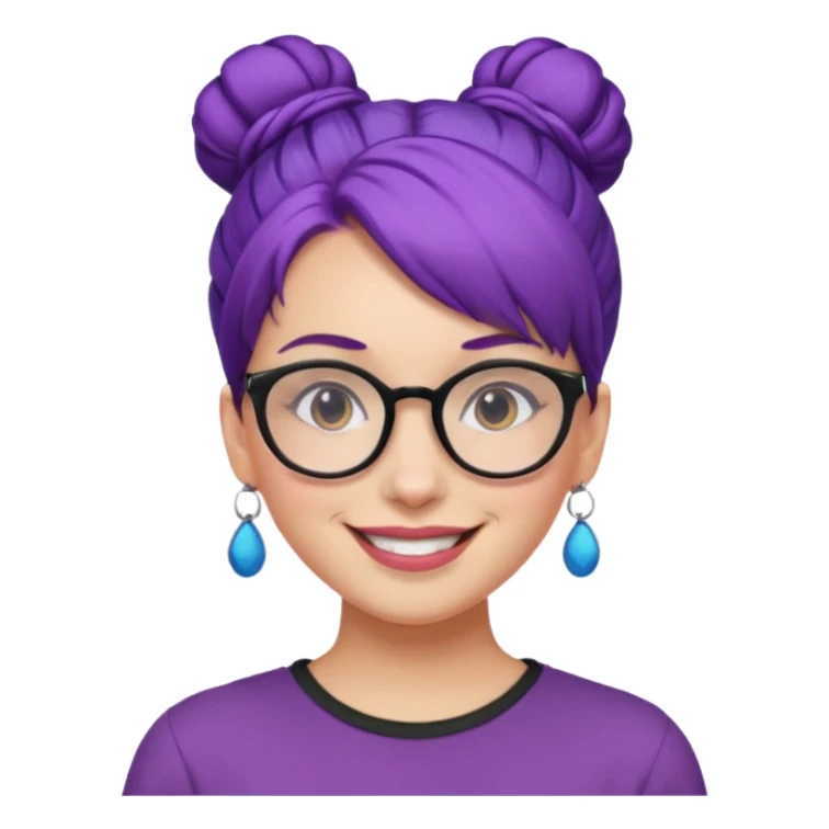 woman with purple hair bun and glasses sticker