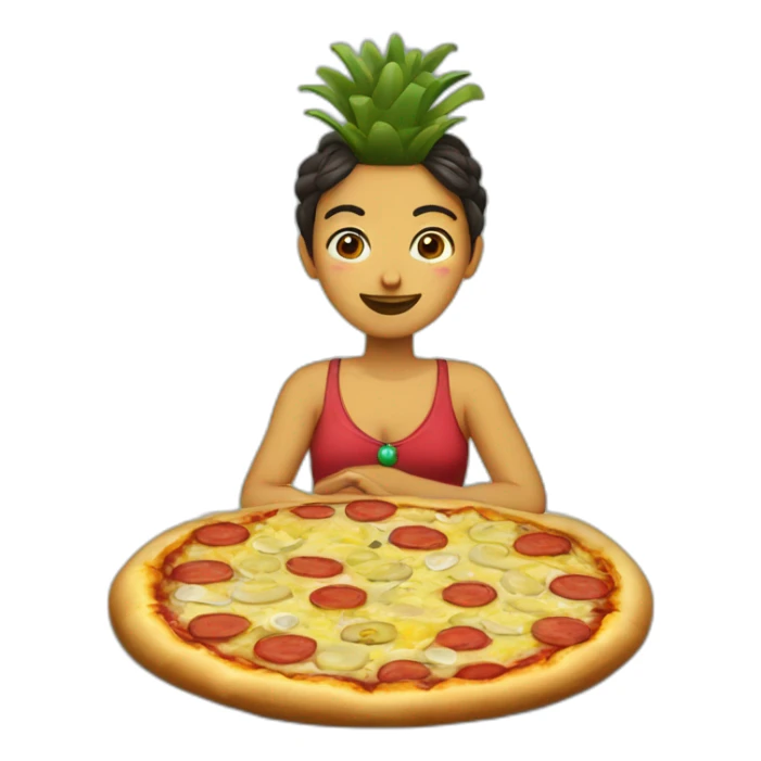 mexicain qui mange une pizza a l'ananas se sticker
