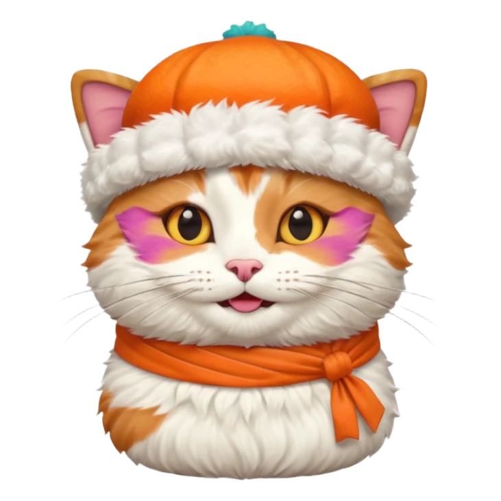 happy cat wearing a hat made out of sushi sticker