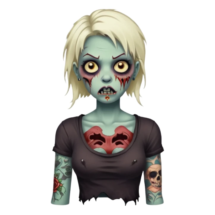 zombie woman with big tattoos sticker
