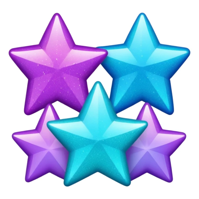 glitter purple and cian 3 stars sticker